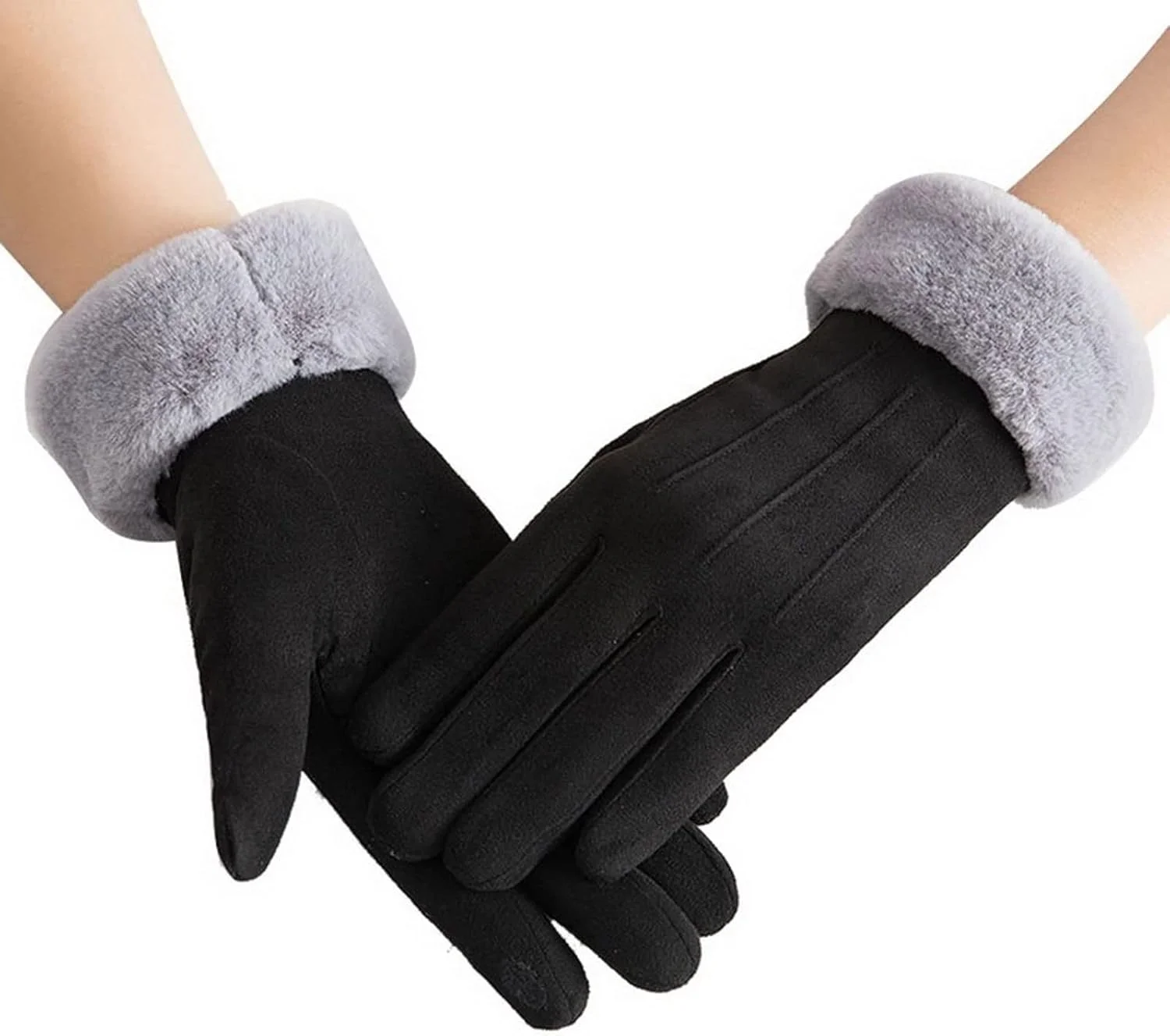 دستکش های زنانه شیک YWLETO پاییز زمستان، دستکش های گرم و خزدار زیبا، دستکش های انگشتی کامل، دستکش های ورزشی زنانه در فضای باز، دستکش های صفحه لمسی برای زنان (رنگ: Hortel)