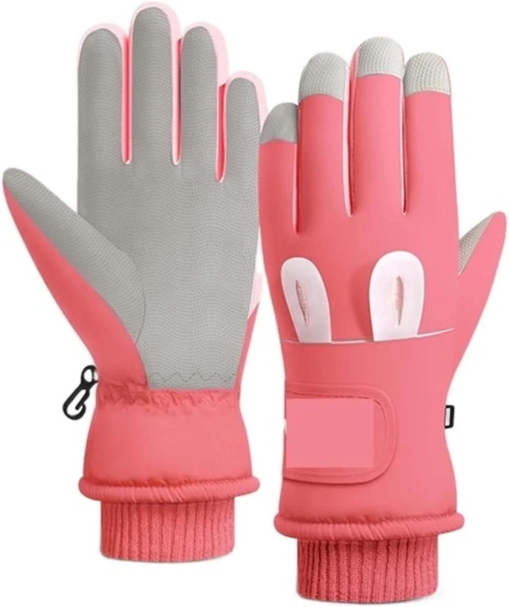 دستکش های YWLETO، زنانه، دوست داشتنی در زمستان، بازی با برف، مخمل خواب دار، ضخیم، مناسب دوچرخه برقی، کوهنوردی، ضد آب، ضد سرما و دستکش های گرم برای زنان