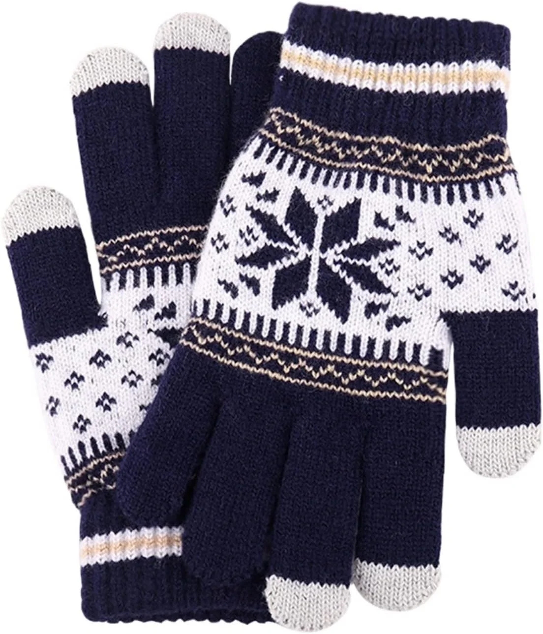دستکش های گرم زمستانی YWLETO زنانه مردانه بافتنی کشی دانه برف دستکش های تمام انگشتی دستکش های ضخیم زنانه دستکش های صفحه لمسی برای زنان