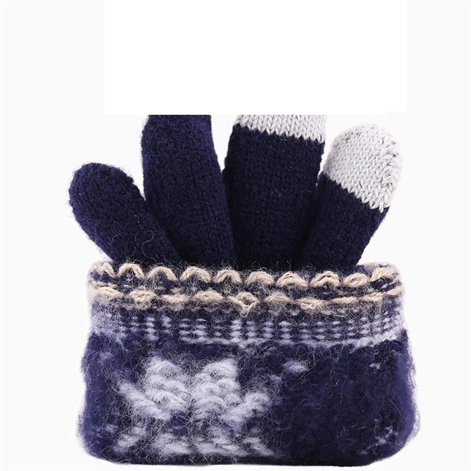 دستکش های گرم زمستانی YWLETO زنانه مردانه بافتنی کشی دانه برف دستکش های تمام انگشتی دستکش های ضخیم زنانه دستکش های صفحه لمسی برای زنان
