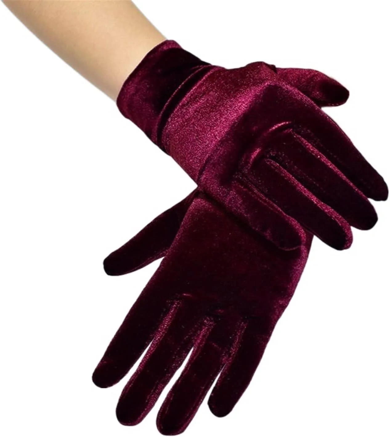 دستکش های کوتاه مخملی YWLETO زنانه، دستکش های کشی تا مچ دست، مناسب مهمانی، دستکش های لباس هالووین برای زنان (سایز: Hortel)