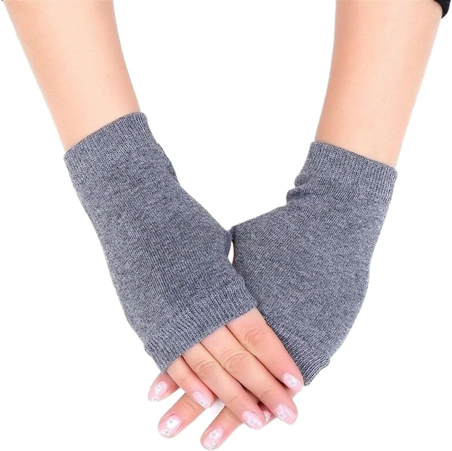 دستکش های زمستانی گرم کشمیری زنانه YWLETO، دستکش های بدون انگشت زنانه، گرم کننده مچ و دست، دستکش های زنانه (رنگ: خاکستری)