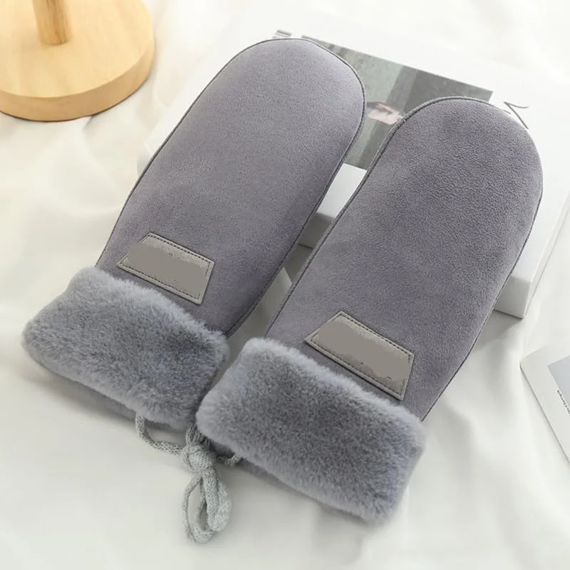 دستکش های زمستانی زنانه، دستکش های ضخیم گرم نگهدارنده از جنس جیر پشمی، دستکش های سرد (خاکستری)