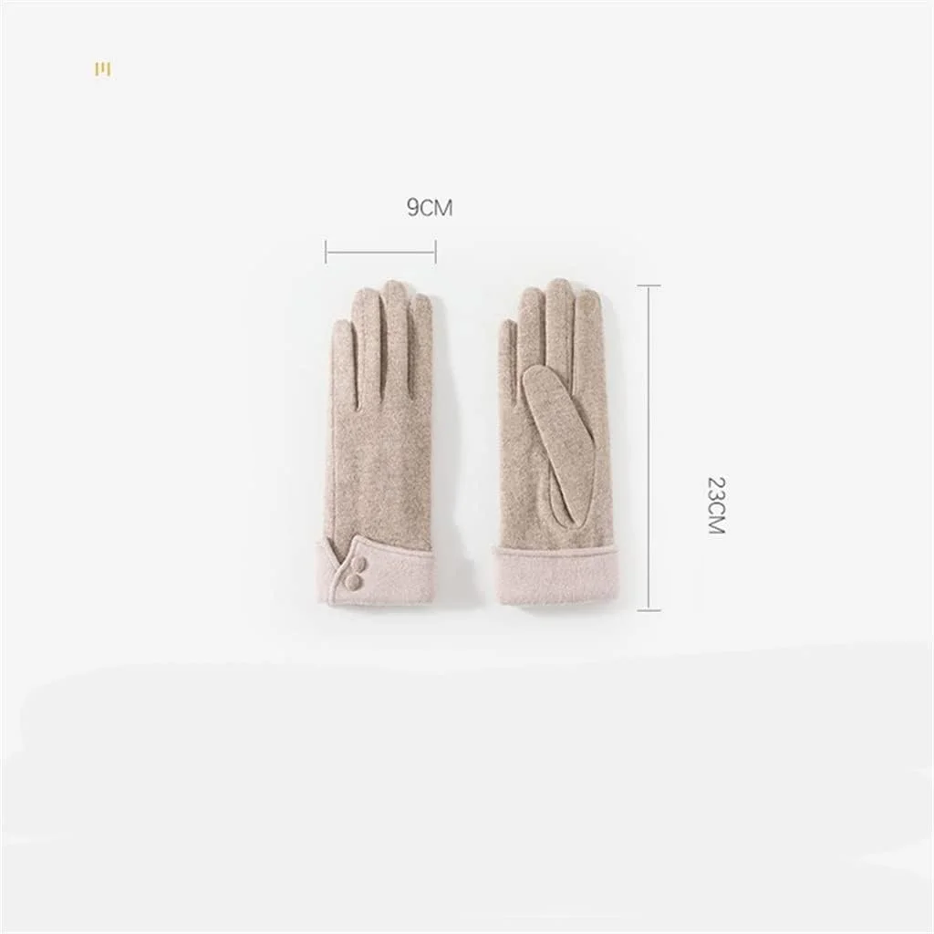 دستکش زمستانی ضخیم زنانه با قابلیت لمس صفحه نمایش، مناسب ورزش در فضای باز، دارای دکمه روی مچ، گرم و مناسب رانندگی (رنگ: قهوه ای، سایز: تک سایز) (رنگ: آبی، سایز: تک سایز)