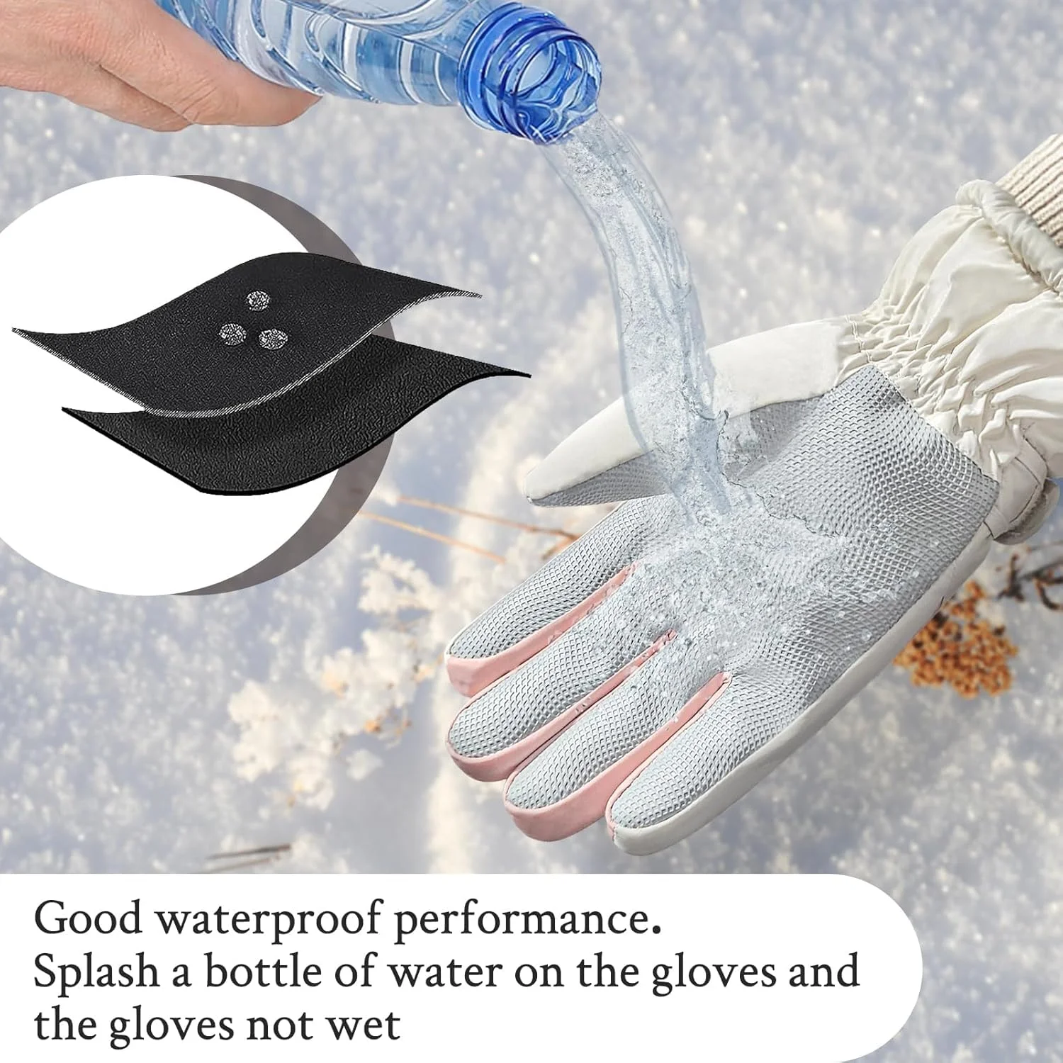 دستکش اسکی زنانه Uniiking®، دستکش های لمسی حرارتی ضد باد، دستکش زمستانی گرم ضد آب برای اسکی، دوچرخه سواری، ورزش های فضای باز، بژ