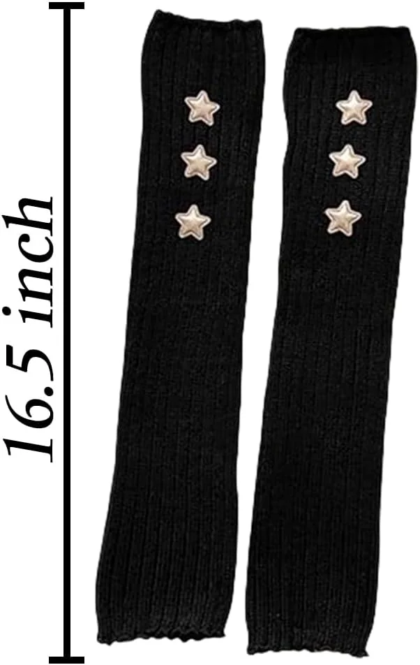 گرمکن دست Uniiking® برای زنان Y2K، گرمکن مچ دست بافتنی بدون انگشت، دستکش های سوراخ دار، لوازم جانبی گوت پانک هیپ هاپ، مشکی