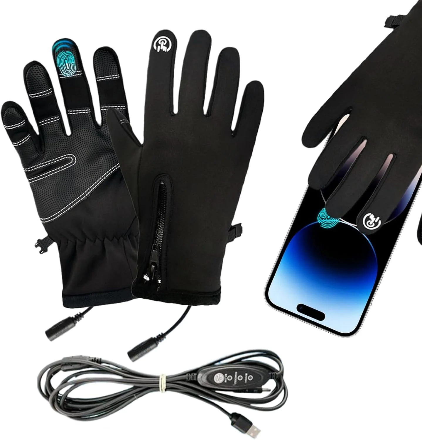 دستکش های گرمایشی، دستکش های لمسی گرم شونده USB قابل شارژ | دستکش های حرارتی زمستانی ضد باد برای مسافرت، کوهنوردی، اسکی در فضای باز، ماهیگیری، دویدن، دوچرخه سواری در هوای سرد