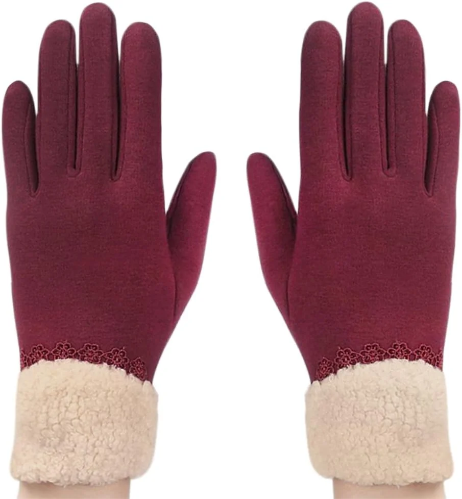 دستکش های لمسی زنانه دستکش های زمستانی تمام انگشتی دستکش های ضخیم گرم ضد لغزش پشمی گرم کننده مچ دست دستکش رانندگی در فضای باز دستکش دوچرخه سواری گرم کننده دست توری پاپیونی برای دختران