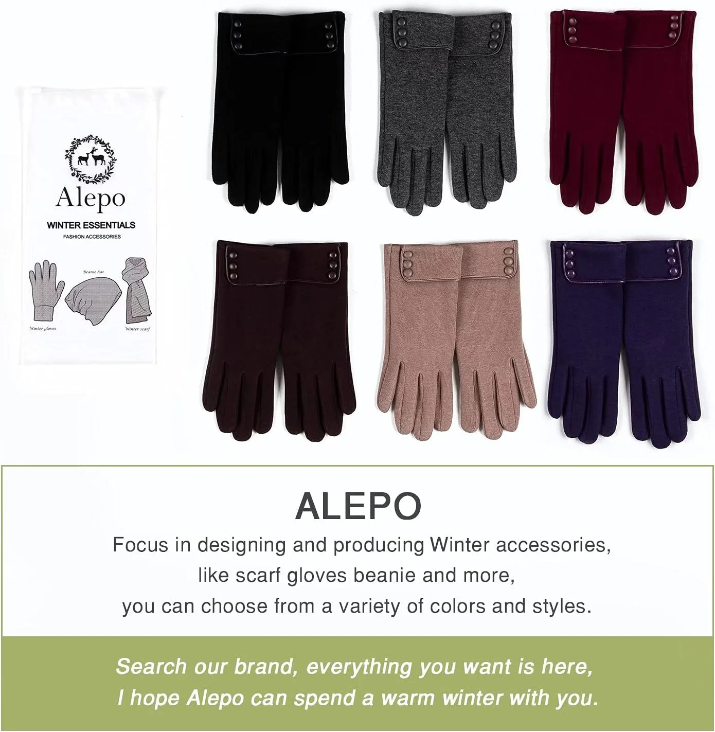 دستکش های زمستانی گرم زنانه، دستکش های رانندگی ضد باد با آستر پشمی برای کار با صفحه لمسی و گرم نگه داشتن دست ها از برند Alepo دستکش های زمستانی گرم زنانه، دستکش های رانندگی ضد باد با آستر پشمی برای کار با صفحه لمسی و گرم نگه داشتن دست ها از برند Alepo