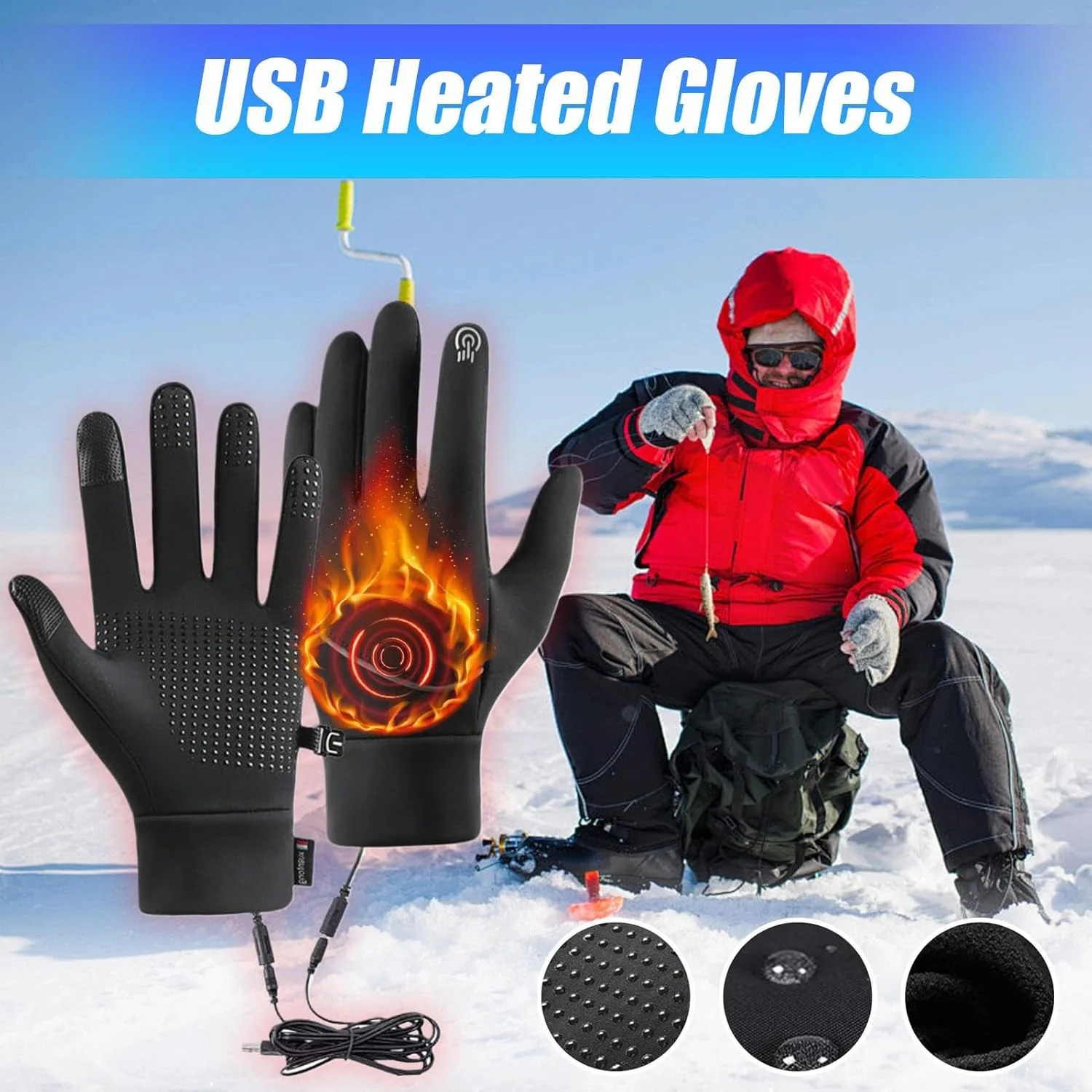 دستکش کار گرم شونده - دستکش گرم کننده برای رانندگی | دستکش های لمسی گرمایش USB برای رفت و آمد در هوای سرد، اسکی، اسنوبرد، جشنواره زمستانی، ساکنان مناطق سردسیر دستکش کار گرم شونده - دستکش گرم کننده برای رانندگی | دستکش های لمسی گرمایش USB برای رفت و آمد در هوای سرد، اسکی، اسنوبرد، جشنواره زمستانی، ساکنان مناطق سردسیر