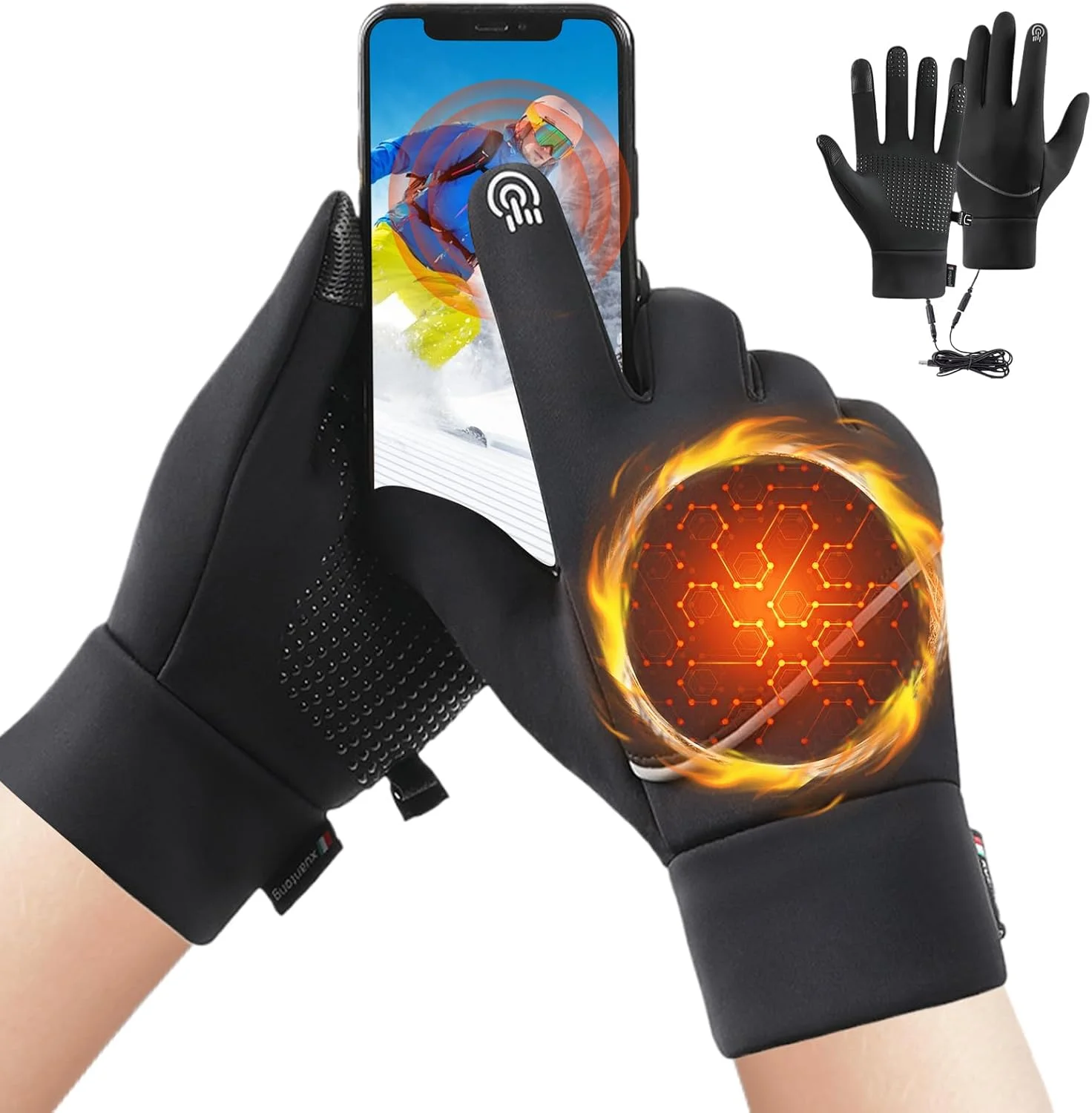 دستکش گرمایشی زنانه - دستکش اسکی زمستانی - دستکش های لمسی USB گرمایشی برای رفت و آمد در هوای سرد، اسکی، اسنوبرد، جشنواره زمستانی، ساکنان مناطق سردسیر