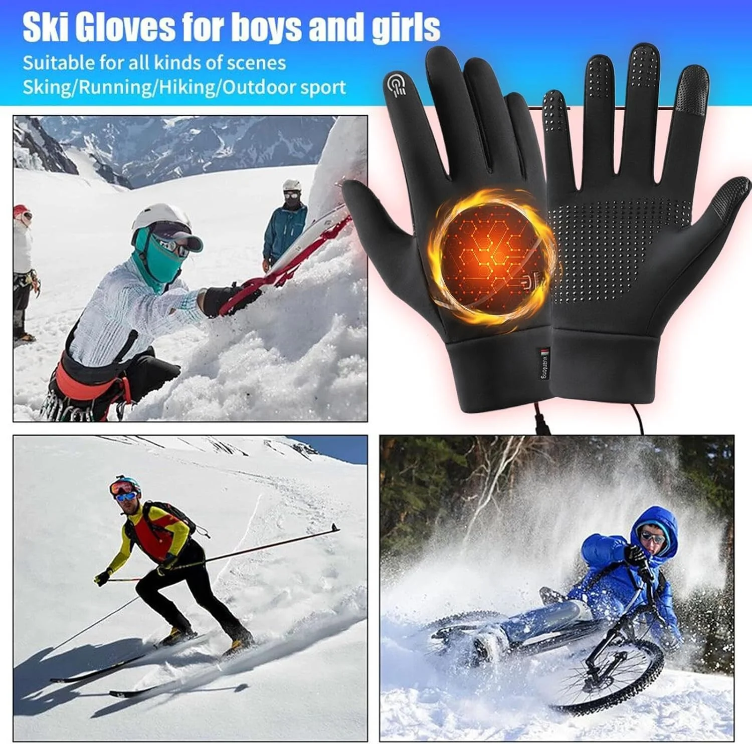 دستکش گرمایشی زنانه - دستکش اسکی زمستانی - دستکش های لمسی USB گرمایشی برای رفت و آمد در هوای سرد، اسکی، اسنوبرد، جشنواره زمستانی، ساکنان مناطق سردسیر دستکش گرمایشی زنانه - دستکش اسکی زمستانی - دستکش های لمسی USB گرمایشی برای رفت و آمد در هوای سرد، اسکی، اسنوبرد، جشنواره زمستانی، ساکنان مناطق سردسیر