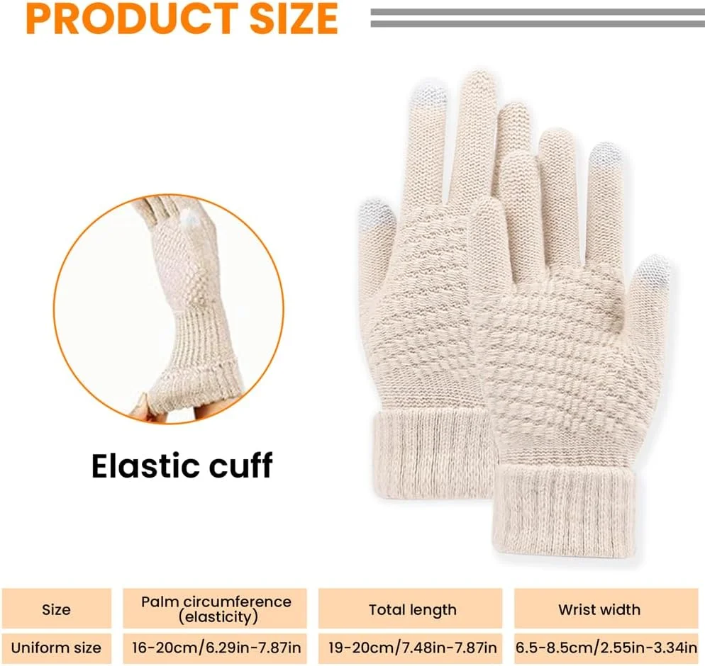 دستکش های زمستانی لمسی زنانه، دستکش های بافتنی پشمی گرم، دستکش های پیامکی زمستانی با سرآستین کشسان، دستکش های یک رنگ گرم و ضد باد، دستکش های پشمی بافتنی صفحه لمسی گرم برای هوای سرد (2 جفت) دستکش های زمستانی لمسی زنانه، دستکش های بافتنی پشمی گرم، دستکش های پیامکی زمستانی با سرآستین کشسان، دستکش های یک رنگ گرم و ضد باد، دستکش های پشمی بافتنی صفحه لمسی گرم برای هوای سرد (2 جفت)