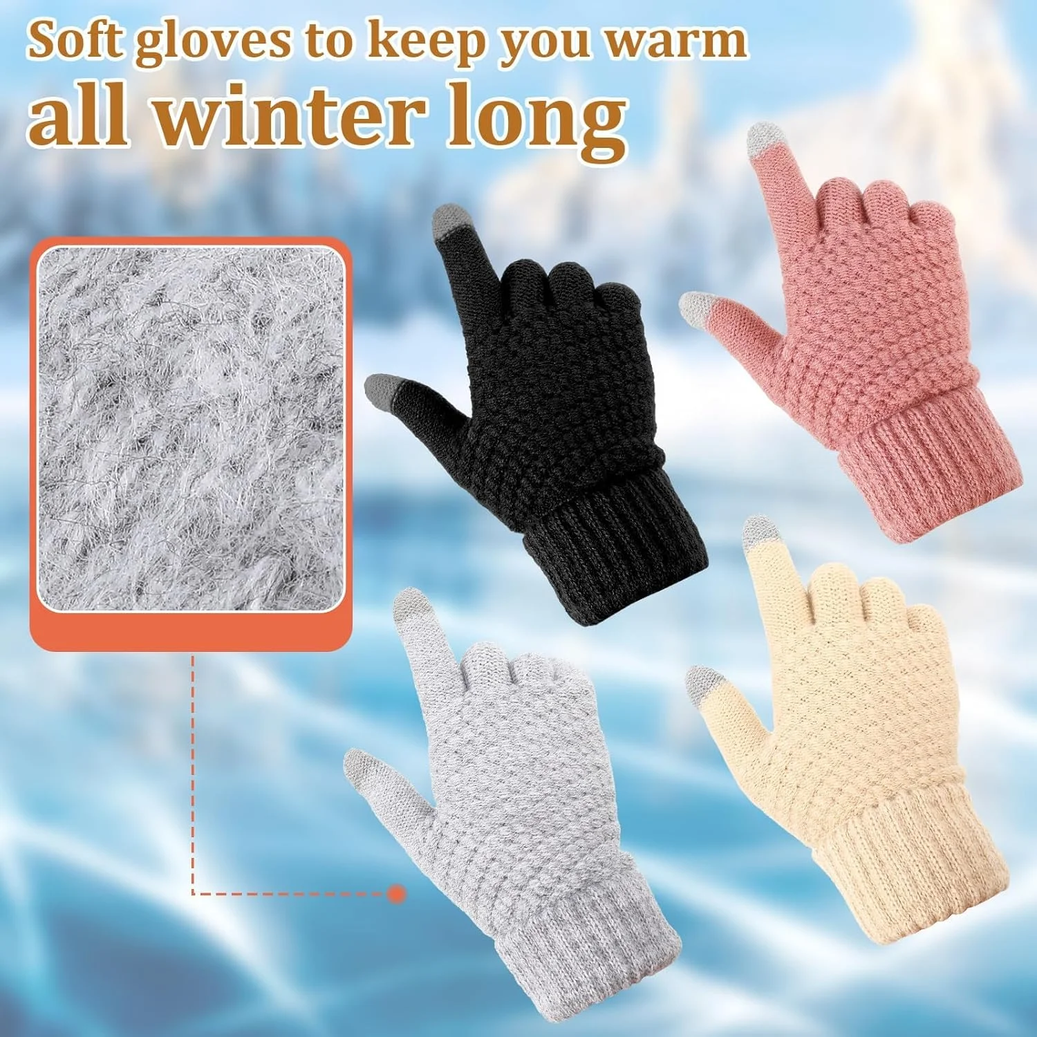 دستکش های لمسی زنانه دستکش های لمسی مردانه دستکش های زمستانی گرم دستکش های لمسی مناسب استفاده روزانه دستکش های بافتنی با سرآستین های مخملی و کشسان لوازم جانبی گرم زمستانی برای رانندگی دوچرخه سواری 4 جفت، سایز M دستکش های لمسی زنانه دستکش های لمسی مردانه دستکش های زمستانی گرم دستکش های لمسی مناسب استفاده روزانه دستکش های بافتنی با سرآستین های مخملی و کشسان لوازم جانبی گرم زمستانی برای رانندگی دوچرخه سواری 4 جفت، سایز M