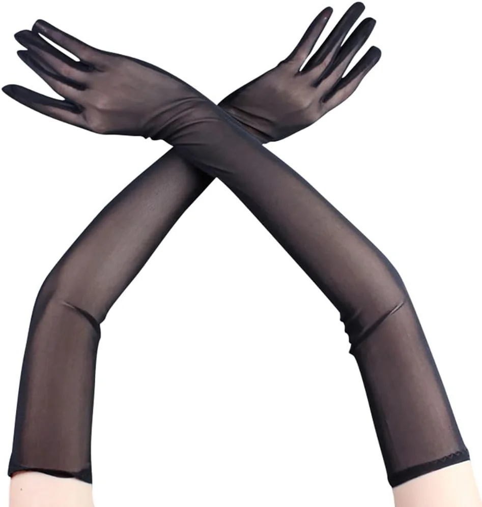 Mrotrida دستکش های توری کشی زنانه مشکی بلند مجلسی، مشکی-2، سایز One size Mrotrida دستکش های توری کشی زنانه مشکی بلند مجلسی، مشکی-2، سایز One size