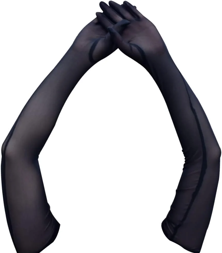 Mrotrida دستکش های توری کشی زنانه مشکی بلند مجلسی، مشکی-2، سایز One size Mrotrida دستکش های توری کشی زنانه مشکی بلند مجلسی، مشکی-2، سایز One size