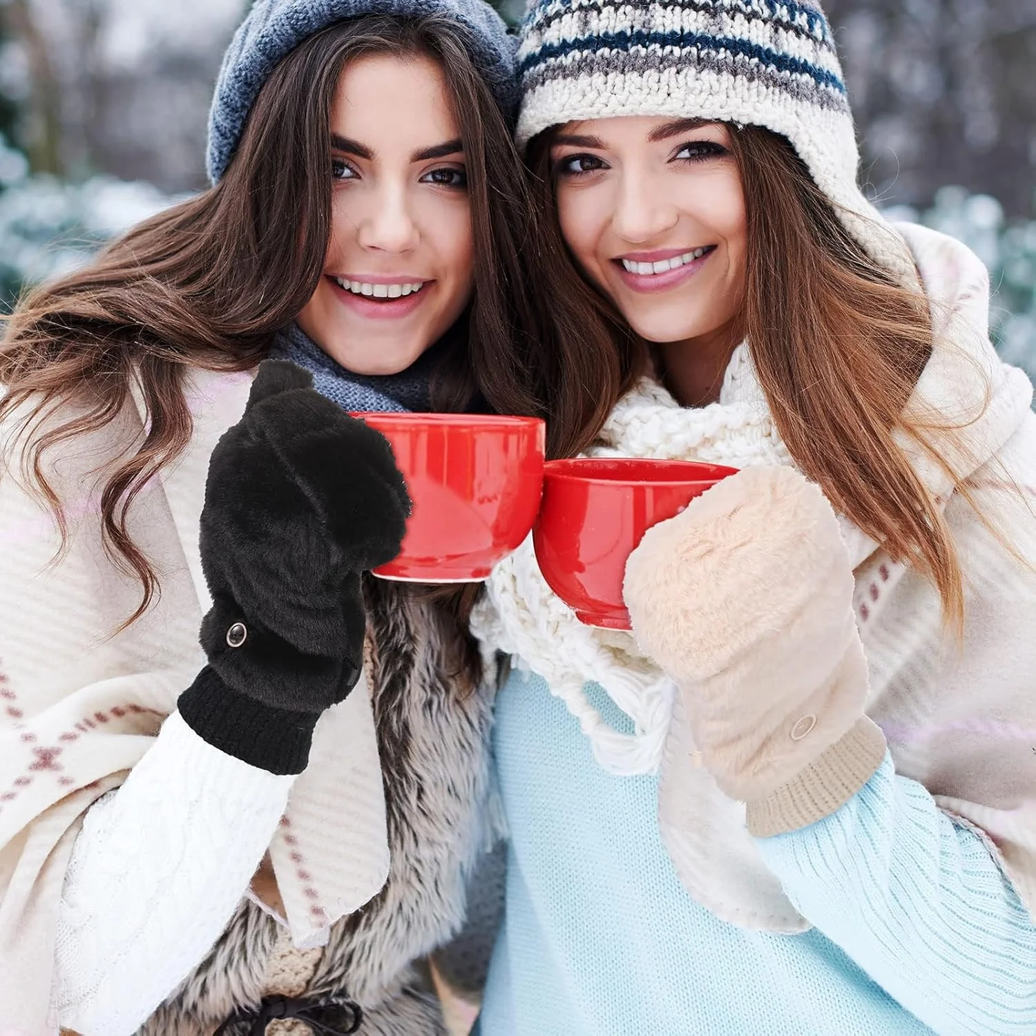 دستکش های بدون انگشت خز مصنوعی NALACAL، دستکش های زمستانی گرم و نرم نیمه انگشتی پشمی آستردار، دستکش های بافتنی تاشو، مناسب برای انعطاف پذیری انگشتان زنان و دختران دستکش های بدون انگشت خز مصنوعی NALACAL، دستکش های زمستانی گرم و نرم نیمه انگشتی پشمی آستردار، دستکش های بافتنی تاشو، مناسب برای انعطاف پذیری انگشتان زنان و دختران