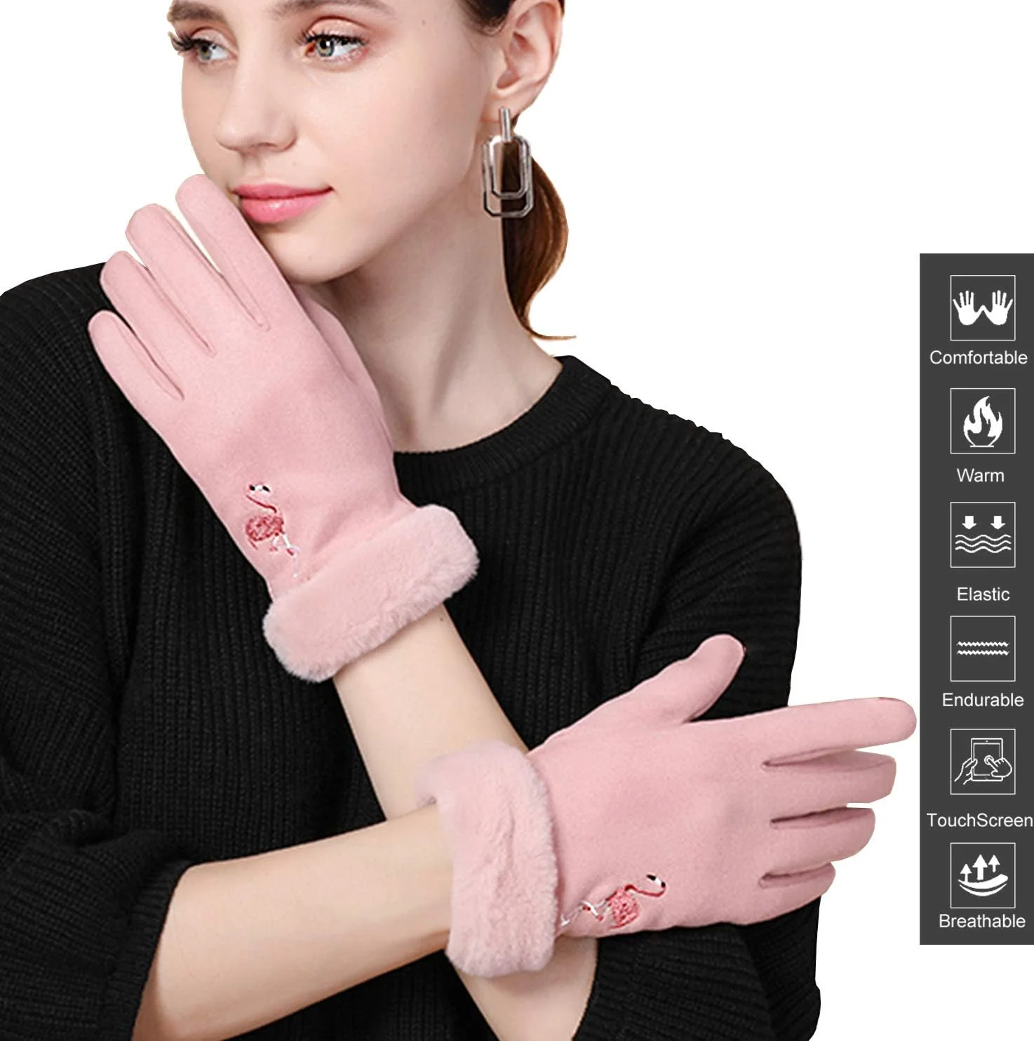 دستکش زمستانی زنانه موریوبائو، دستکش گرم پشمی ضد باد با صفحه لمسی جیر و سرآستین مخملی دستکش زمستانی زنانه موریوبائو، دستکش گرم پشمی ضد باد با صفحه لمسی جیر و سرآستین مخملی