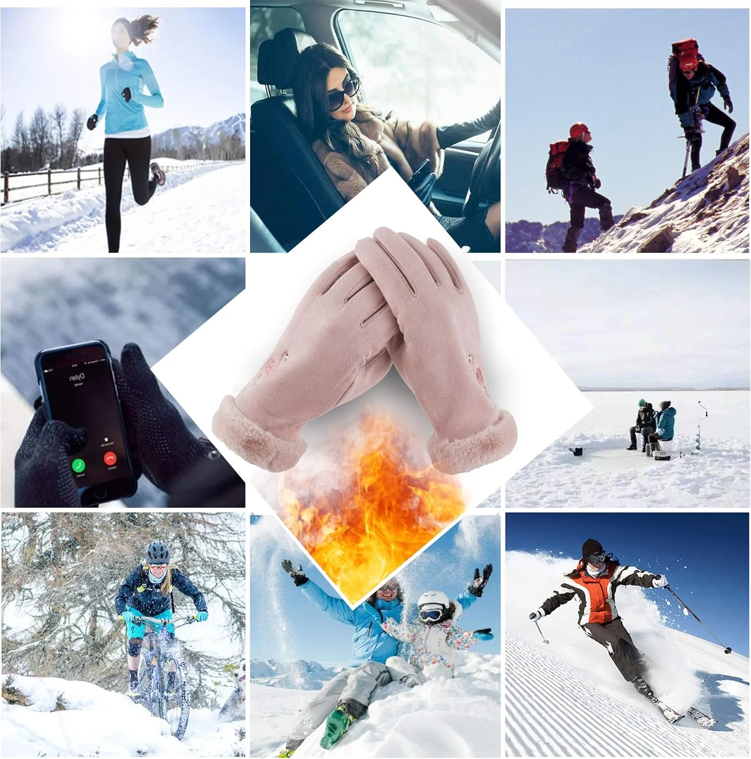 دستکش زمستانی زنانه موریوبائو، دستکش گرم پشمی ضد باد با صفحه لمسی جیر و سرآستین مخملی دستکش زمستانی زنانه موریوبائو، دستکش گرم پشمی ضد باد با صفحه لمسی جیر و سرآستین مخملی