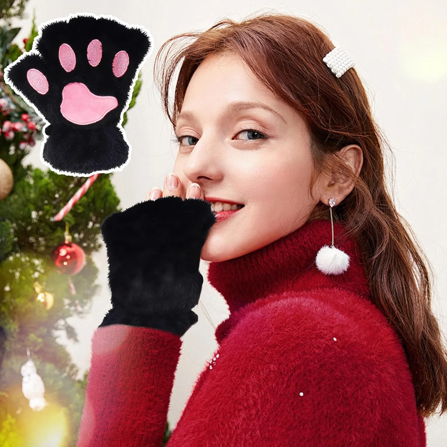 دستکش های پنجه گربه ای VILITI، دستکش های زمستانی پنجه گربه ای زنانه، نیم انگشتی، مخملی، گرم، طرح پنجه خرس فانتزی و بامزه، مناسب برای مهمانی های هالووین، لباس های فانتزی و لوازم جانبی (مشکی) دستکش های پنجه گربه ای VILITI، دستکش های زمستانی پنجه گربه ای زنانه، نیم انگشتی، مخملی، گرم، طرح پنجه خرس فانتزی و بامزه، مناسب برای مهمانی های هالووین، لباس های فانتزی و لوازم جانبی (مشکی)