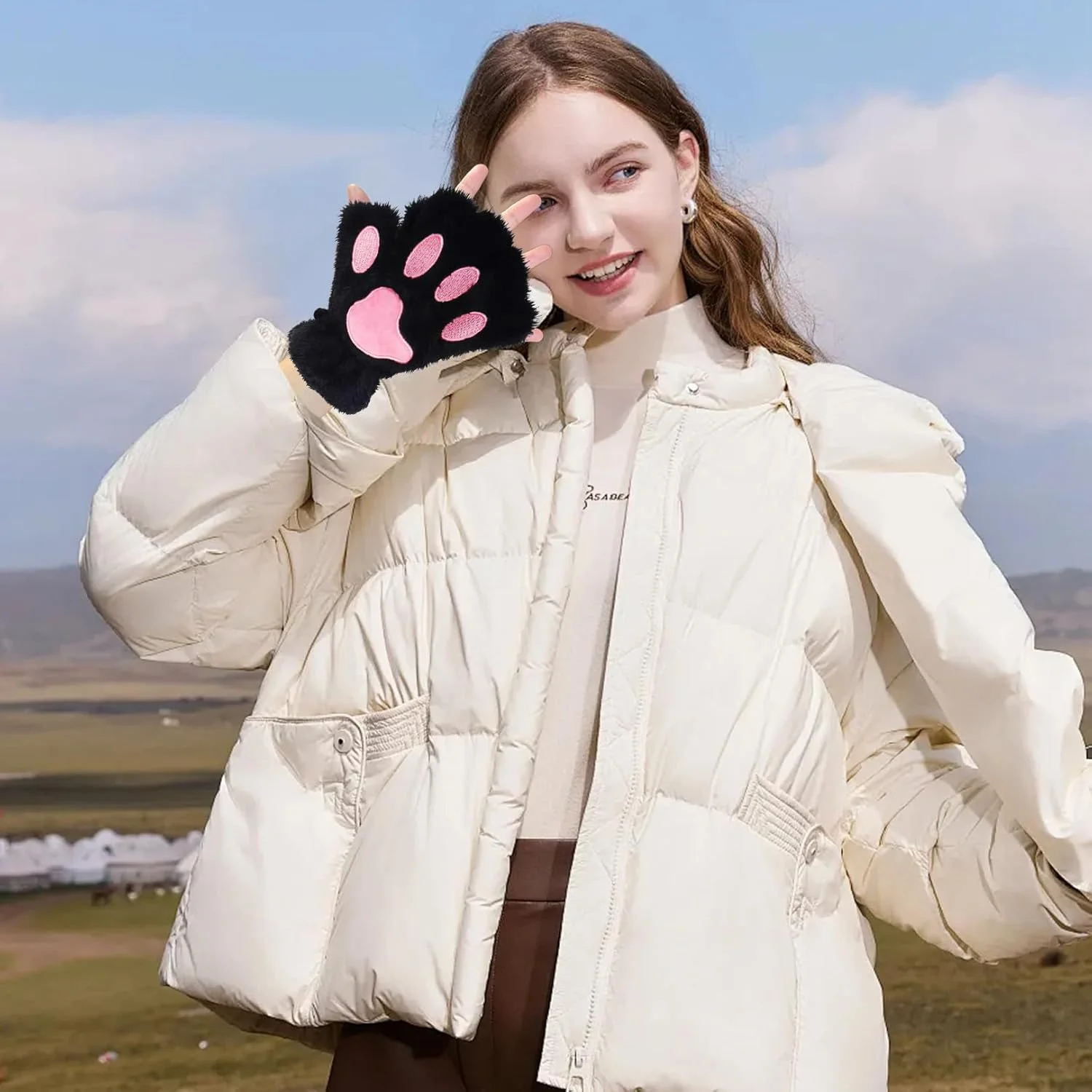 دستکش های پنجه گربه ای VILITI، دستکش های زمستانی پنجه گربه ای زنانه، نیم انگشتی، مخملی، گرم، طرح پنجه خرس فانتزی و بامزه، مناسب برای مهمانی های هالووین، لباس های فانتزی و لوازم جانبی (مشکی) دستکش های پنجه گربه ای VILITI، دستکش های زمستانی پنجه گربه ای زنانه، نیم انگشتی، مخملی، گرم، طرح پنجه خرس فانتزی و بامزه، مناسب برای مهمانی های هالووین، لباس های فانتزی و لوازم جانبی (مشکی)