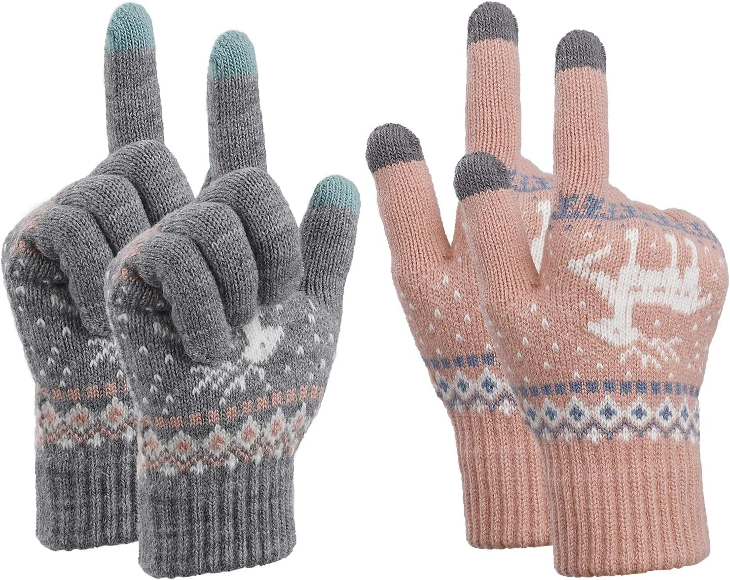MengH-SHOP دستکش های لمسی زنانه، کشباف گرم، دستکش زمستانی حرارتی، دستکش های پیامکی گوشی های هوشمند، سایز آزاد، 2 جفت MengH-SHOP دستکش های لمسی زنانه، کشباف گرم، دستکش زمستانی حرارتی، دستکش های پیامکی گوشی های هوشمند، سایز آزاد، 2 جفت