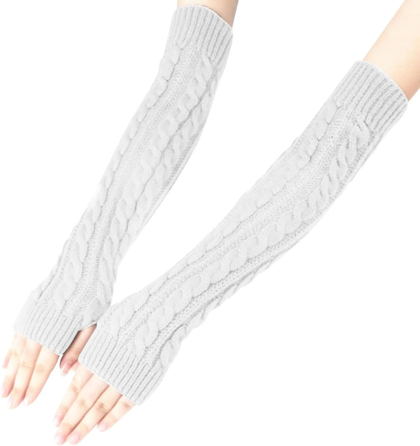 دستکش های بلند بدون انگشت MEISH بافتنی، دستکش های گرم زمستانی تا بالای آرنج، دستکش های کشی با سوراخ انگشت شست، گرمکن بازو برای زنان دستکش های بلند بدون انگشت MEISH بافتنی، دستکش های گرم زمستانی تا بالای آرنج، دستکش های کشی با سوراخ انگشت شست، گرمکن بازو برای زنان