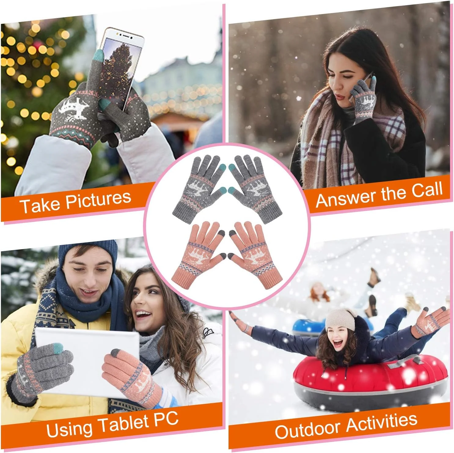 MengH-SHOP دستکش های لمسی زنانه، کشباف گرم، دستکش زمستانی حرارتی، دستکش های پیامکی گوشی های هوشمند، سایز آزاد، 2 جفت MengH-SHOP دستکش های لمسی زنانه، کشباف گرم، دستکش زمستانی حرارتی، دستکش های پیامکی گوشی های هوشمند، سایز آزاد، 2 جفت