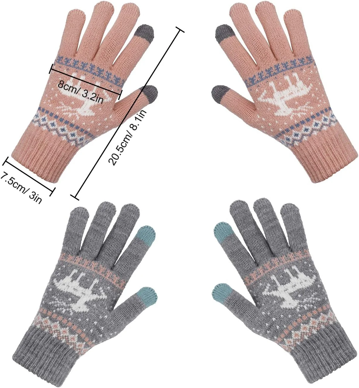 MengH-SHOP دستکش های لمسی زنانه، کشباف گرم، دستکش زمستانی حرارتی، دستکش های پیامکی گوشی های هوشمند، سایز آزاد، 2 جفت MengH-SHOP دستکش های لمسی زنانه، کشباف گرم، دستکش زمستانی حرارتی، دستکش های پیامکی گوشی های هوشمند، سایز آزاد، 2 جفت