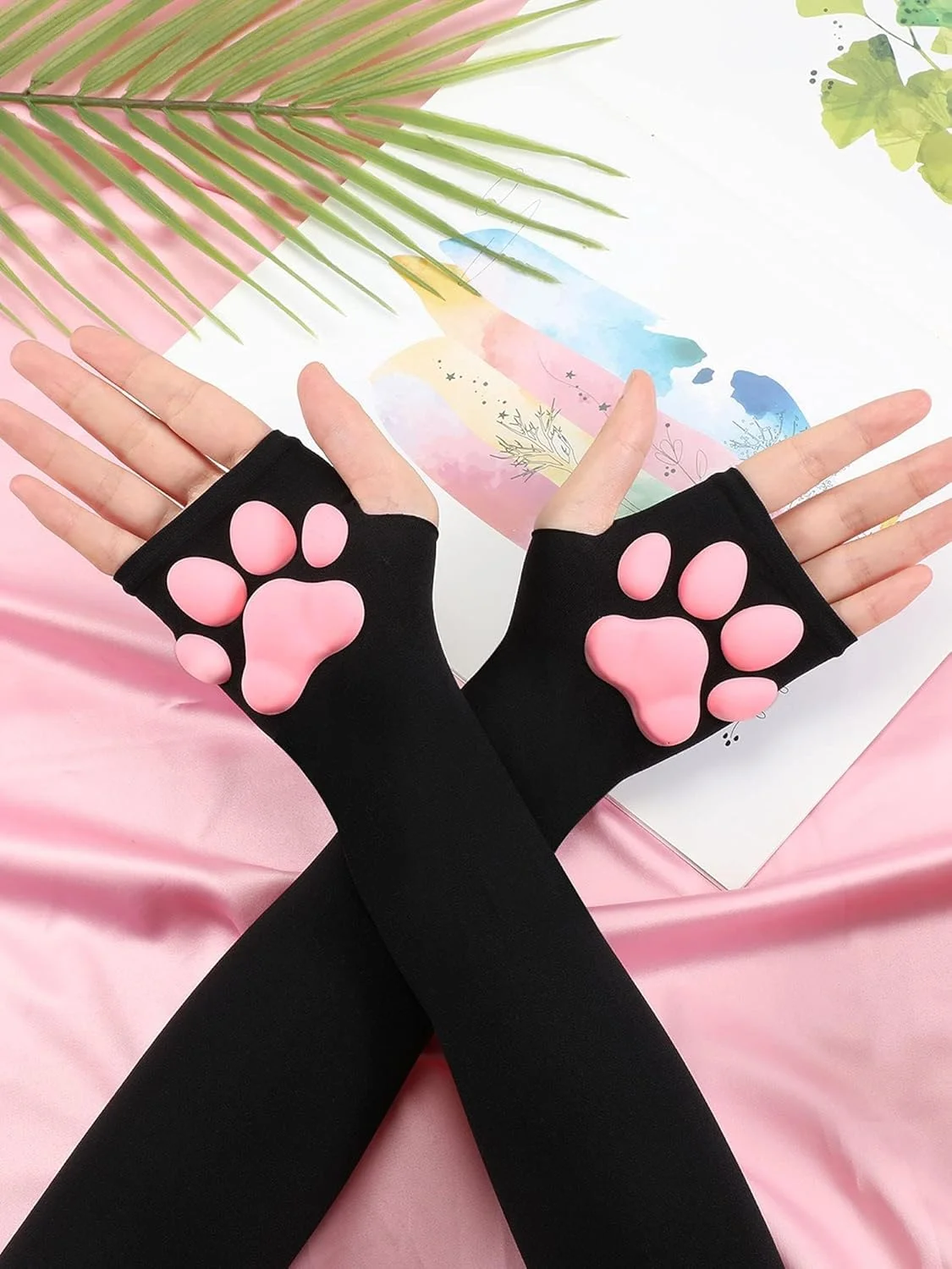 دستکش های پنجه گربه ای، پدهای پنجه ای، دستکش های بدون انگشت پنجه گربه ای صورتی کاوایی، لوازم جانبی زیبا برای مهمانی دختران و زنان، سایز آزاد دستکش های پنجه گربه ای، پدهای پنجه ای، دستکش های بدون انگشت پنجه گربه ای صورتی کاوایی، لوازم جانبی زیبا برای مهمانی دختران و زنان، سایز آزاد