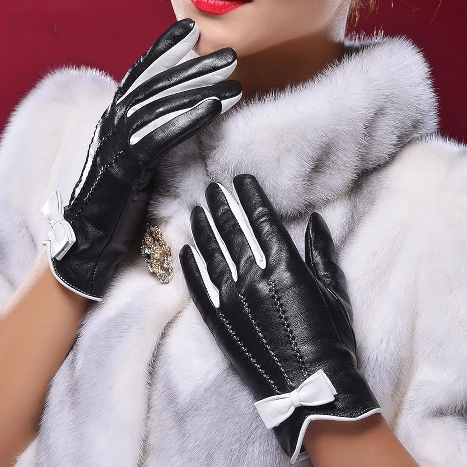 دستکش زمستانی زنانه LUCIY دستکش چرمی زنانه دستکش پاییزی/زمستانی دستکش ضخیم گرم پوست گوسفند (سایز: ایکس لارج) دستکش زمستانی زنانه LUCIY دستکش چرمی زنانه دستکش پاییزی/زمستانی دستکش ضخیم گرم پوست گوسفند (سایز: ایکس لارج)