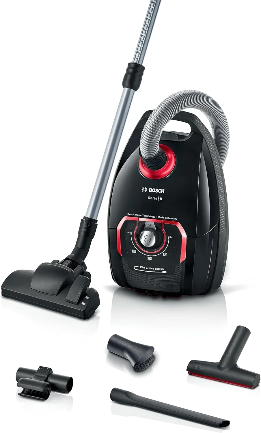 جاروبرقی کیسه ای زیمنس مدل Z 3.0 Extreme Power VSZ3XTRM11، جاروبرقی سطلی، نازل بزرگ XXL مناسب برای موی حیوانات خانگی، نازل مخصوص پارکت، فرش، کاشی، مصرف برق پایین، 850 وات