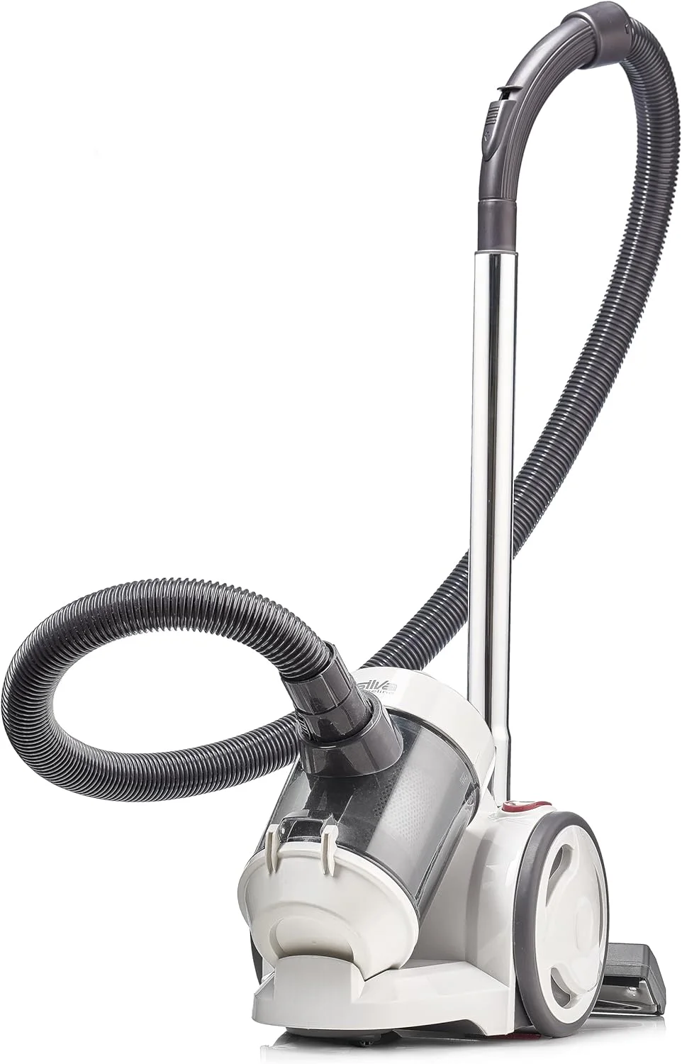 جاروبرقی سیلندری سیکلون Silva Schneider Homeline BS-C 9002 - فیلتر HEPA - مخزن گرد و غبار 2 لیتری بدون کیسه - 800 وات - لوله تلسکوپی فلزی، سفید/خاکستری