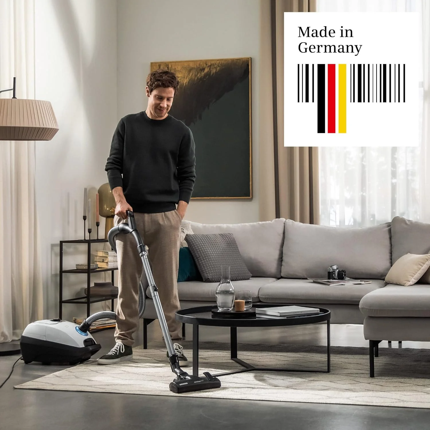 جاروبرقی کیسه ای زیمنس مدل Z 7.0 VSZ7442S، ایده آل برای افراد مبتلا به آلرژی، دارای فیلتر بهداشتی، فوق العاده کم صدا، نازل کف برای پارکت، فرش، کاشی، کابل بلند، نازل مبلمان XXL، نازل شکاف