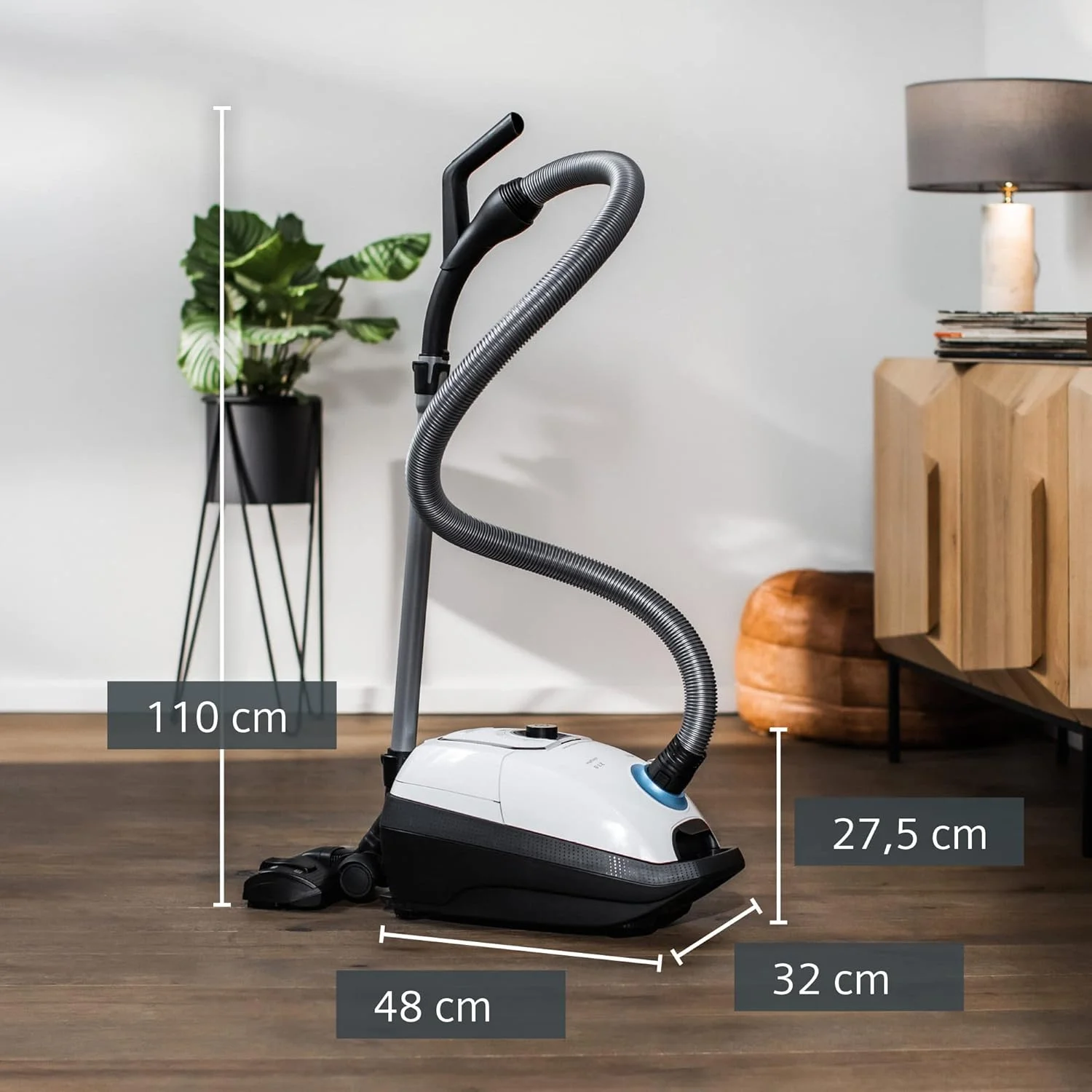 جاروبرقی کیسه ای زیمنس مدل Z 7.0 VSZ7442S، ایده آل برای افراد مبتلا به آلرژی، دارای فیلتر بهداشتی، فوق العاده کم صدا، نازل کف برای پارکت، فرش، کاشی، کابل بلند، نازل مبلمان XXL، نازل شکاف