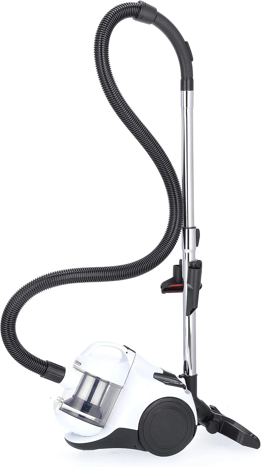 جاروبرقی سایکلون بدون کیسه سورین، جاروبرقی مناسب برای افراد مبتلا به آلرژی، جاروبرقی بدون کیسه با نازل درز و روکش، 1.5 لیتر، سفید/مشکی، CY 7103