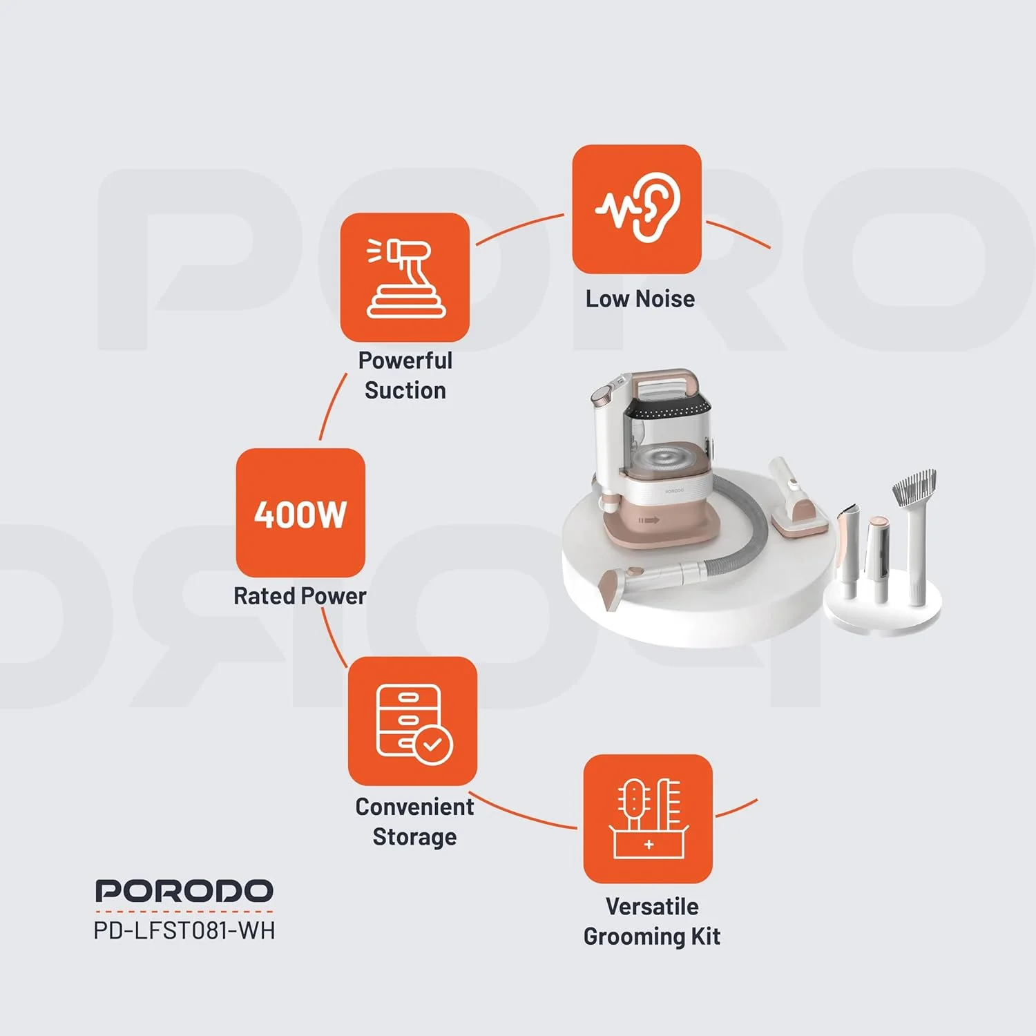 جاروبرقی نظافت حیوانات خانگی Porodo Lifestyle - سفید جاروبرقی نظافت حیوانات خانگی Porodo Lifestyle - سفید