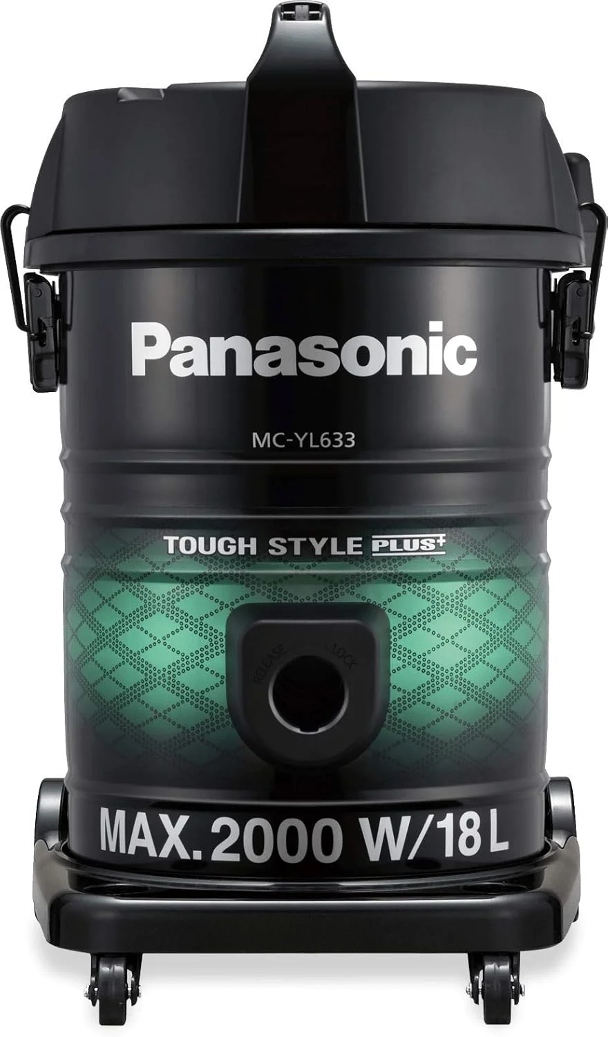 جاروبرقی سطلی پاناسونیک مدل Mc Yl633، 2000 وات، دارای فیلتر ضد باکتری، ظرفیت 21 لیتر، مناسب برای واحدهای مسکونی بزرگ، مشکی، Mcyl633