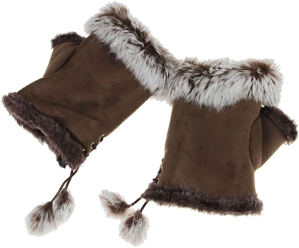 دستکش های بدون انگشت زنانه، دستکش های زمستانی دخترانه، دستکش های ضخیم جیر با بند الاستیک، تزیین کرکی، دستکش های نرم نیمه انگشتی قابل تنظیم، مناسب برای تایپ، پوشش مچ دست برای دوچرخه سواری/اسکی/ورزش های فضای باز دستکش های بدون انگشت زنانه، دستکش های زمستانی دخترانه، دستکش های ضخیم جیر با بند الاستیک، تزیین کرکی، دستکش های نرم نیمه انگشتی قابل تنظیم، مناسب برای تایپ، پوشش مچ دست برای دوچرخه سواری/اسکی/ورزش های فضای باز