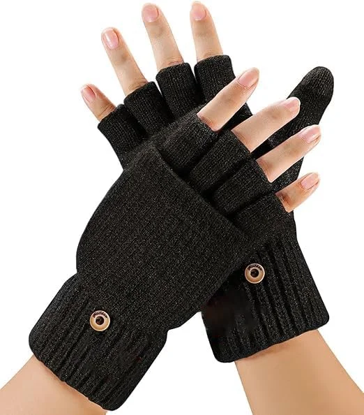 یک جفت دستکش زمستانی بدون انگشت برای مردان و زنان، دستکش پشمی با قابلیت تبدیل، دستکش بافتنی نیمه انگشتی گرم، نرم و راحت، سازگار با صفحه لمسی، برای هوای سرد یک جفت دستکش زمستانی بدون انگشت برای مردان و زنان، دستکش پشمی با قابلیت تبدیل، دستکش بافتنی نیمه انگشتی گرم، نرم و راحت، سازگار با صفحه لمسی، برای هوای سرد