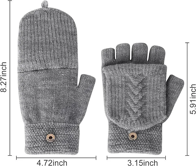 دستکش های بدون انگشت زنانه زمستانی گرم بافتنی دستکش های تبدیل شونده با پوشش فلاپ دستکش های زمستانی برای زنان و مردان 2 جفت، سایز واحد دستکش های بدون انگشت زنانه زمستانی گرم بافتنی دستکش های تبدیل شونده با پوشش فلاپ دستکش های زمستانی برای زنان و مردان 2 جفت، سایز واحد