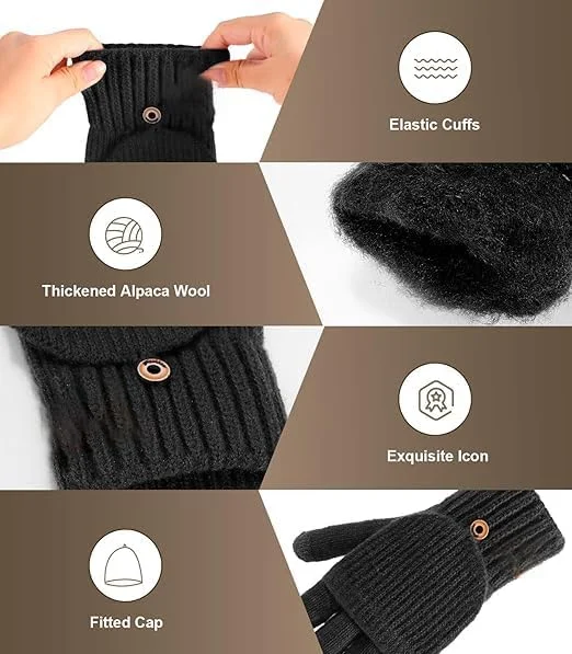 یک جفت دستکش زمستانی بدون انگشت برای مردان و زنان، دستکش پشمی با قابلیت تبدیل، دستکش بافتنی نیمه انگشتی گرم، نرم و راحت، سازگار با صفحه لمسی، برای هوای سرد یک جفت دستکش زمستانی بدون انگشت برای مردان و زنان، دستکش پشمی با قابلیت تبدیل، دستکش بافتنی نیمه انگشتی گرم، نرم و راحت، سازگار با صفحه لمسی، برای هوای سرد