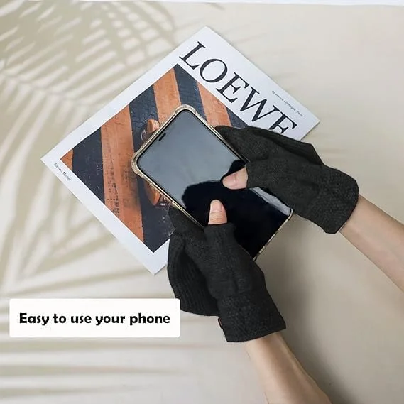 دستکش های بدون انگشت زنانه زمستانی گرم بافتنی دستکش های تبدیل شونده با پوشش فلاپ دستکش های زمستانی برای زنان و مردان 2 جفت، سایز واحد دستکش های بدون انگشت زنانه زمستانی گرم بافتنی دستکش های تبدیل شونده با پوشش فلاپ دستکش های زمستانی برای زنان و مردان 2 جفت، سایز واحد