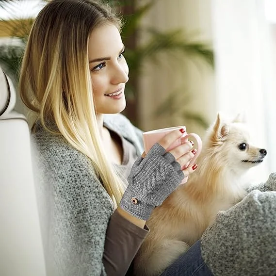 دستکش های بدون انگشت زنانه زمستانی گرم بافتنی دستکش های تبدیل شونده با پوشش فلاپ دستکش های زمستانی برای زنان و مردان 2 جفت، سایز واحد دستکش های بدون انگشت زنانه زمستانی گرم بافتنی دستکش های تبدیل شونده با پوشش فلاپ دستکش های زمستانی برای زنان و مردان 2 جفت، سایز واحد