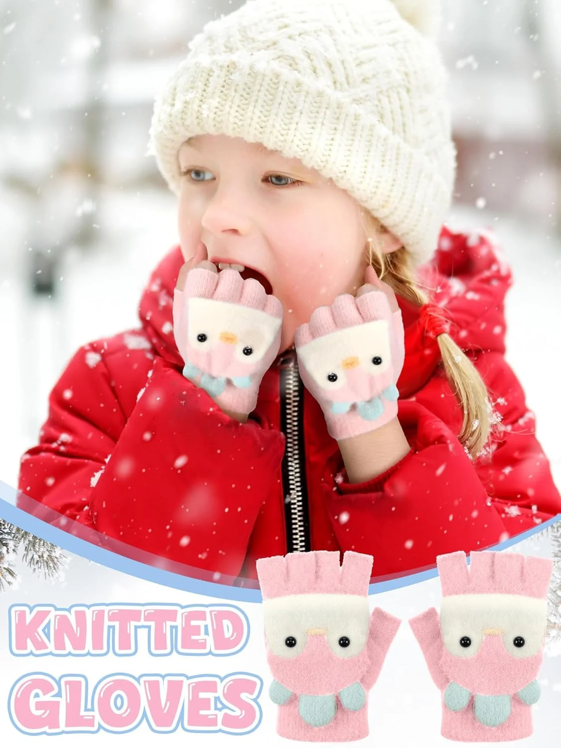 ست 3 جفت دستکش زمستانی زنانه، دستکش های بدون انگشت با طرح پنجه گربه و گوش خرگوش، دستکش های بافتنی گرم و ضد باد ست 3 جفت دستکش زمستانی زنانه، دستکش های بدون انگشت با طرح پنجه گربه و گوش خرگوش، دستکش های بافتنی گرم و ضد باد