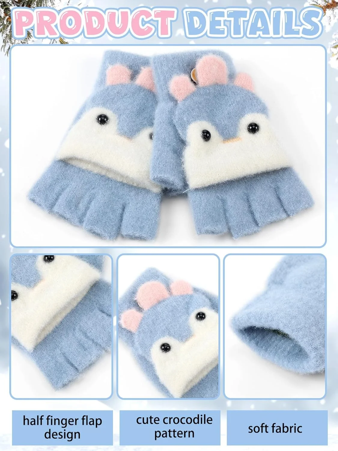 ست 3 جفت دستکش زمستانی زنانه، دستکش های بدون انگشت با طرح پنجه گربه و گوش خرگوش، دستکش های بافتنی گرم و ضد باد ست 3 جفت دستکش زمستانی زنانه، دستکش های بدون انگشت با طرح پنجه گربه و گوش خرگوش، دستکش های بافتنی گرم و ضد باد