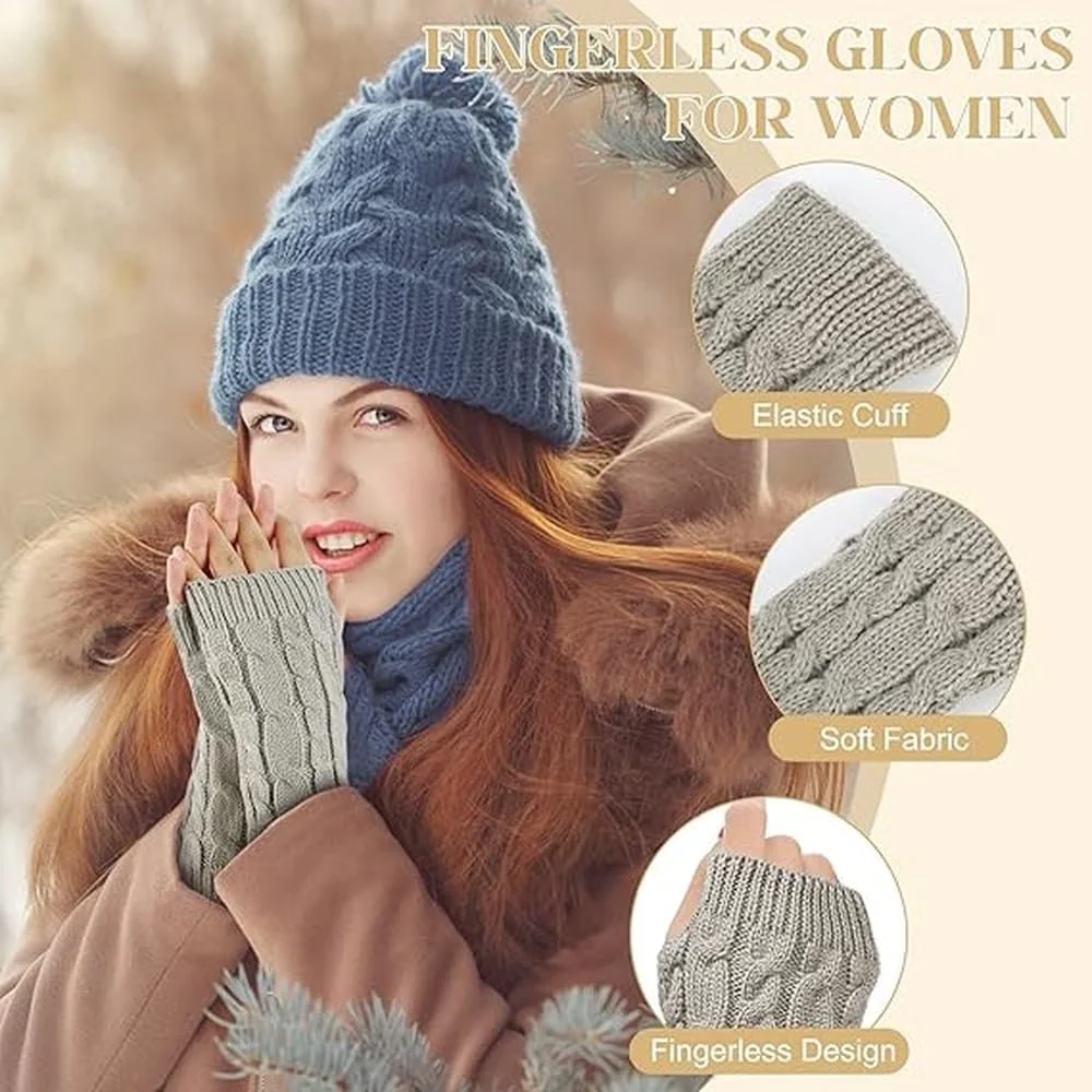 دستکش های بافتنی گرم زمستانی بدون انگشت زنانه، دستکش های بدون انگشت بافتنی دست دوز، دستکش های اسکلتی دستکش های بافتنی گرم زمستانی بدون انگشت زنانه، دستکش های بدون انگشت بافتنی دست دوز، دستکش های اسکلتی