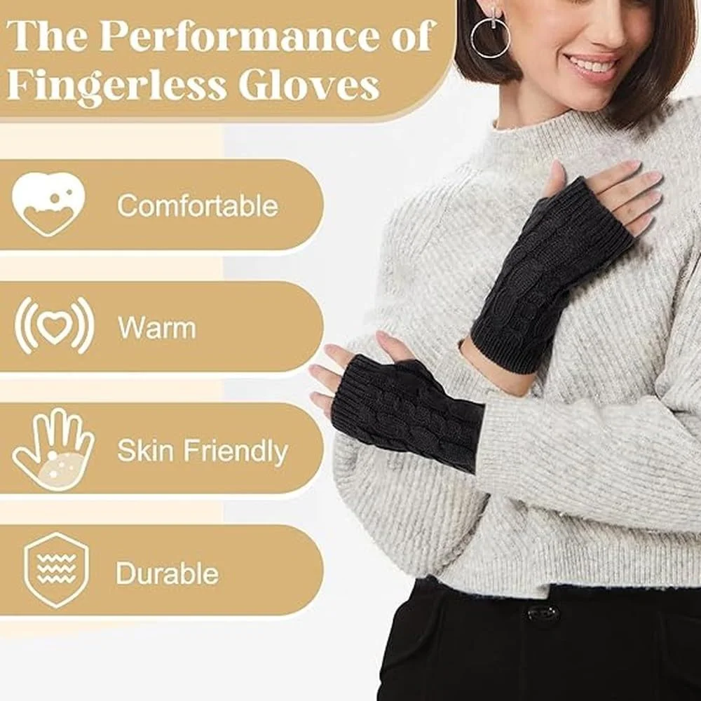 دستکش های بافتنی گرم زمستانی بدون انگشت زنانه، دستکش های بدون انگشت بافتنی دست دوز، دستکش های اسکلتی دستکش های بافتنی گرم زمستانی بدون انگشت زنانه، دستکش های بدون انگشت بافتنی دست دوز، دستکش های اسکلتی