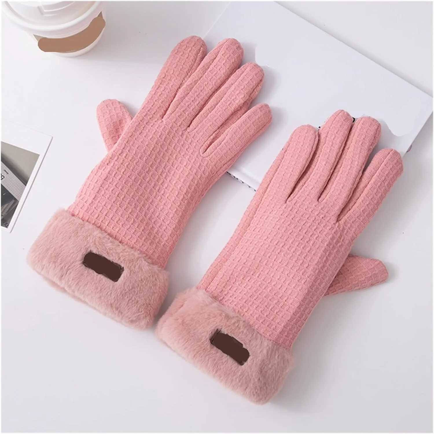 دستکش های زنانه مد روز، دستکش های بافتنی ضخیم و مخملی طرح وافل زمستانی مناسب فضای باز (صورتی) دستکش های زنانه مد روز، دستکش های بافتنی ضخیم و مخملی طرح وافل زمستانی مناسب فضای باز (صورتی)