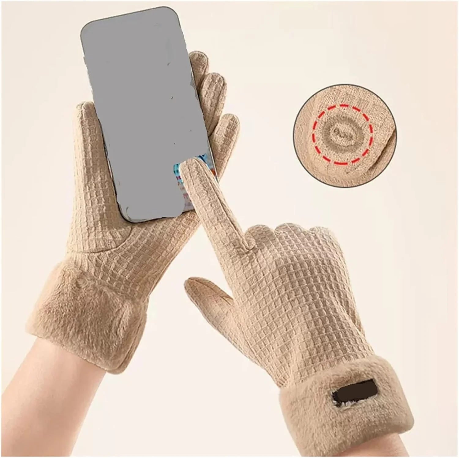 دستکش های زنانه مد روز، دستکش های بافتنی ضخیم و مخملی طرح وافل زمستانی مناسب فضای باز (صورتی) دستکش های زنانه مد روز، دستکش های بافتنی ضخیم و مخملی طرح وافل زمستانی مناسب فضای باز (صورتی)